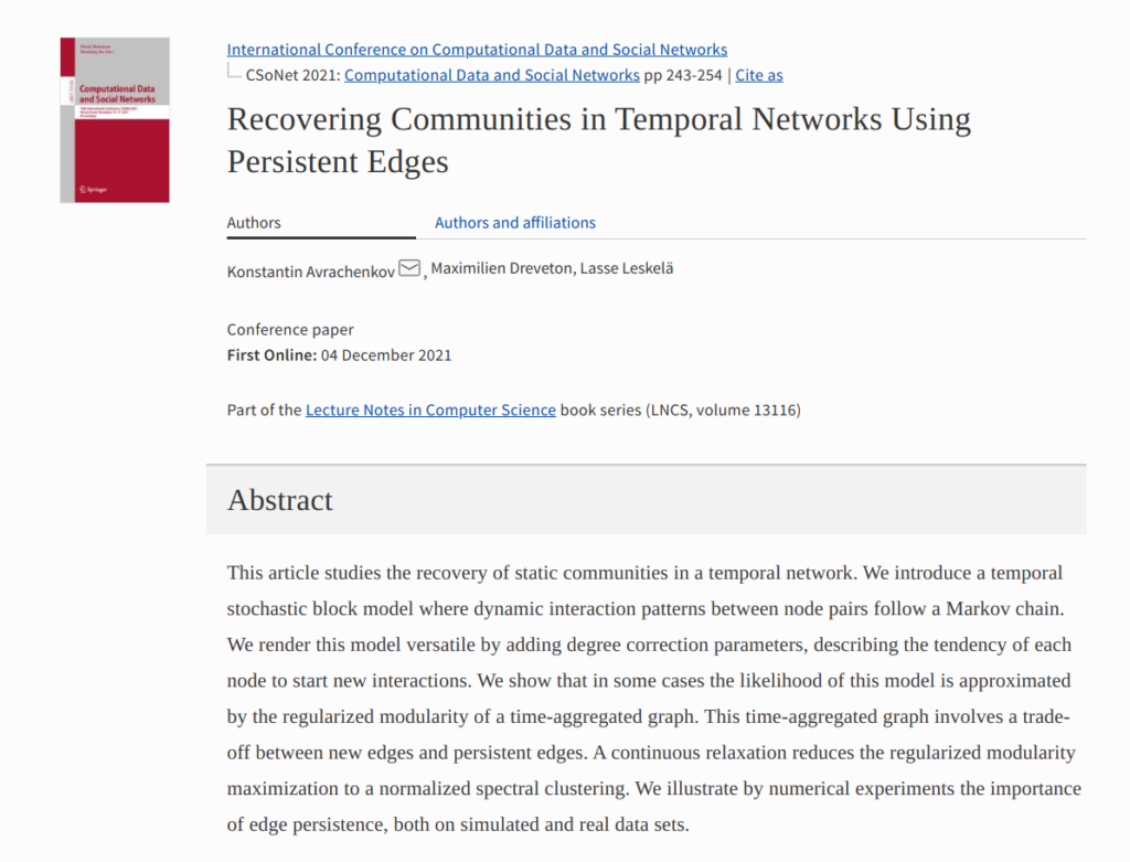Recovering Communities in Temporal Networks Using Persistent Edges